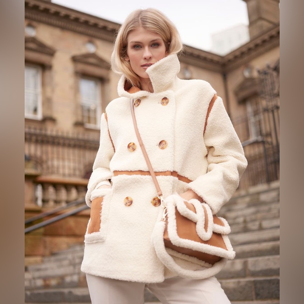 STAND STUDIO Chloe Jacket - Off White & Tan Size 32 (XS - 0)